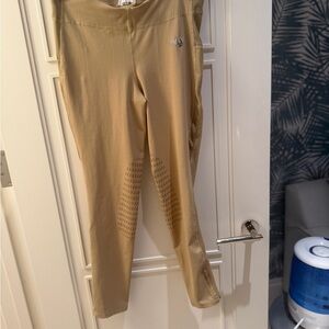 Stylish Tan Leggings with Patterned Accents